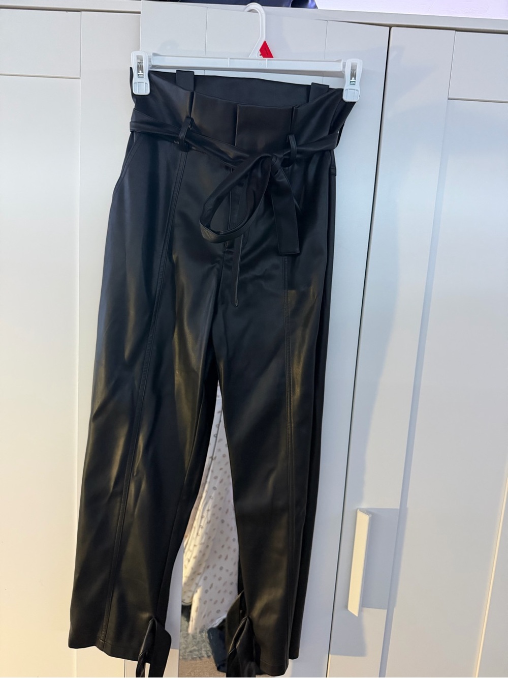 Lucy Paris Faux Leather Ankle Tie Pants